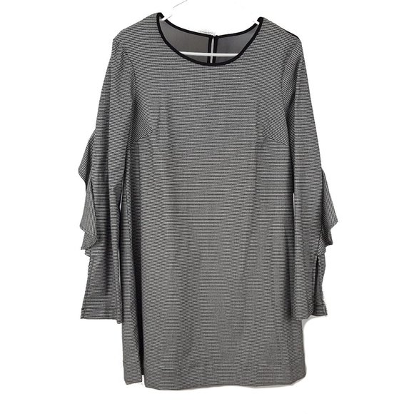 BCBGeneration Ruffle Sleeve Shift Dress Women's Medium Houndstooth Black & White - Picture 1 of 5
